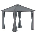 Pavillon de jardin - dim. 2, 96l x 2, 96l x 2, 8h m - rideaux - alu. gris Pavillon de jardin - dim. 2, 96l x 2, 96l x 2, 8h m - rideaux - alu. gris