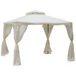 Pavillon de jardin tonnelle barnum style colonial double toit toiles moustiquaires amovibles zipp?es ...