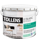 Peinture blanche satin - toutes pi�ces - tollens - murs, plafonds, boiseries - resiste aux chocs - blanc ...