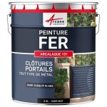 Peinture m�tal et fer pour portail, grille, garde - corps : arcalaque 101 noir mat - ral 9005 2. 5 l