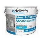 Peinture murs et plafonds grands travaux monocouche opacifiante acrylique blanc mat 10l addict