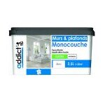 Peinture murs et plafonds grands travaux monocouche opacifiante acrylique blanc satin 2. 5l addict