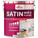 Peinture murale satin velours blanche blanc crme - ral 9001 10 l - arcane industries