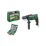 Perceuse  percussion 630w + kit de perage / vissage 33 pices + poigne + mallette bosch easyim vert ...