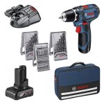 Perceuse visseuse bosch gsr 12v - 15 set 2 + 4 ah + 39 accessoires
