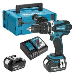 Perceuse visseuse  percussion makita dhp458rtj 18 v li - ion 2 x 5. 0 ah