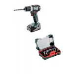 Perceuse visseuse sans fil 18v 2 x 2 ah li - power bs18l bl avec coffret embout de vissage 15 pices ...