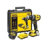 Perceuse visseuse sans fil + 2 batteries 2ah + chargeur - 18v - stanley fatmax - brushless - sfmcd725d2k ...