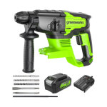 Perforateur sds brushless 24v greenworks - 2 joules - batterie 4, 0ah et chargeur - gd24sds2k4