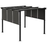 Pergola 3 toiles coulissantes - dim. 2, 97l x 2, 97l x 2, 38h m - acier epoxy polyester haute densit� ...