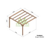 Pergola accol�e en bois lamell� - coll� burgos 400 x 400 cm
