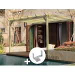 Pergola adoss�e en bois massif narbonne 510 x 420 cm + 3 supports sur�lev�s - maderland