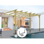 Pergola adoss�e en bois massif orl�ans 510 x 420 cm + 3 supports sur�lev�s - maderland
