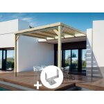 Pergola adossée en bois montpellier 500 x 400 cm + 3 supports surélevés - maderland Pergola adossée en bois montpellier 500 x 400 cm + 3 supports surélevés - maderland