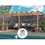 Pergola adoss�e en lamell� - coll�e versailles 500 x 300 cm + 2 supports poteaux - mardeland