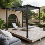 Pergola en aluminium hwc - n93, pavillon de jardin pavillon de jardin, structure stable de 8cm toit coulissant ...