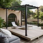 Pergola en aluminium hwc - n93, pavillon de jardin pavillon de jardin, structure stable de 8cm toit coulissant ...