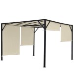 Pergola arche pavillon de jardin terrasse auvent structure acier stable 6cm + toit ouvrant cr�me 3x3m ...