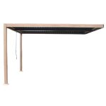 Pergola bioclimatique 4x3m adoss�e effet bois sifnos