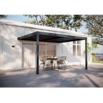 Pergola bioclimatique aluminium gris anthracite 390 x 300 x 218 cm