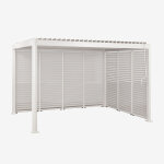 Pergola bioclimatique en aluminium avec lames et panneaux lat�raux druvia blanc gardenia 3 x 4 m