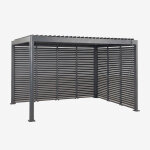 Pergola bioclimatique en aluminium avec lames et panneaux lat�raux druvia gris graphite 3 x 4 m