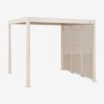 Pergola bioclimatique en aluminium avec lames et panneau lat�ral druvia tapioca beige