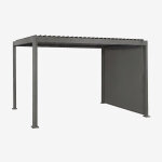 Pergola bioclimatique en aluminium avec lames et store lat�ral druvia gris graphite
