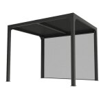 Pergola bioclimatique en aluminium + rideau manuel - 7, 20 m2 - toit en lames mobiles - gris anthracite ...