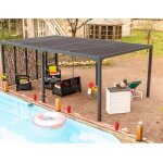 Pergola bioclimatique en aluminium xxl + 5 panneaux - 21, 52 m2 - toit en lames mobiles - gris anthracite ... Pergola bioclimatique en aluminium xxl + 5 panneaux - 21, 52 m2 - toit en lames mobiles - gris anthracite ...