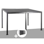 Pergola bioclimatique avila 4 x 3 m graphite en aluminium + 6 rideaux - hespride