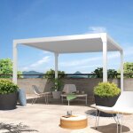 Pergola bioclimatique beryl ilot - blanc - 3, 50x4, 00 m - v�rin a t�l�commande