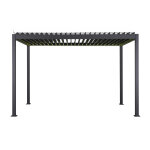 Pergola bioclimatique electrique evora graphite - 4 x 3 m + 2 lots de portes coulissantes c�t� 3 m polycarbona ...