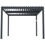 Pergola bioclimatique electrique avec led windsor en aluminium 3 x 4 - gris Pergola bioclimatique electrique avec led windsor en aluminium 3 x 4 - gris