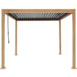 Pergola bioclimatique gaya - structure en aluminium et en acier - l300 x p300 x h240 cm - aspect bois ... Pergola bioclimatique gaya - structure en aluminium et en acier - l300 x p300 x h240 cm - aspect bois ...