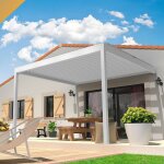 Pergola bioclimatique lolite 4, 00x4, 613 m verin a tlcommande (blanc)
