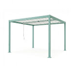 Pergola bioclimatique structure aluminium vert lames orientables 3x3m corfu