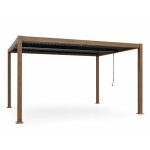 Pergola bioclimatique structure et lames orientables en aluminium effet bois 4x3m rhodes