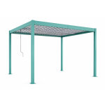 Pergola bioclimatique structure et lames orientables en aluminium vert 4x3m rhodes