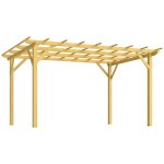Pergola bois autoportante 12 m dim. 3 x 4 m - toit chevrons lattes espac�es - sapin pr� - huil�