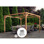 Pergola en bois lamell� - coll� caen 400 x 400 cm + 4 supports poteaux - maderland
