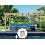 Pergola en bois lamell� - coll� grenoble 600 x 300 cm + 6 supports poteaux - maderland