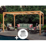 Pergola en bois lamell� - coll� lille 400 x 400 cm + 4 supports poteaux - maderland