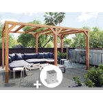 Pergola en bois lamell� - coll� toulon 600 x 400 cm + 6 supports poteaux - maderland