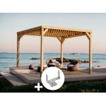 Pergola en bois toulouse avec toit semi - ouvert 400 x 400 cm + 4 supports - maderland