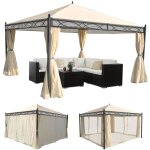Pergola cadiz, pavillon de jardin, cadre stable a 7cm avec paroi et moustiquaire cr�me 4x4m