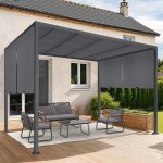 Pergola coulissante 2 pans 3x3 m belv�d�re de jardin toile gris anthracite