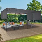 Pergola coulissante 2 pans 3x6 m belv�d�re de jardin toile gris anthracite