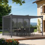 Pergola edition collector persienne toit r�tractable 3x4m 4 pans modulables gris anthracite