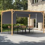 Pergola edition exclusive effet bois toit r�tractable 3x4 m et 4 stores gris anthracite